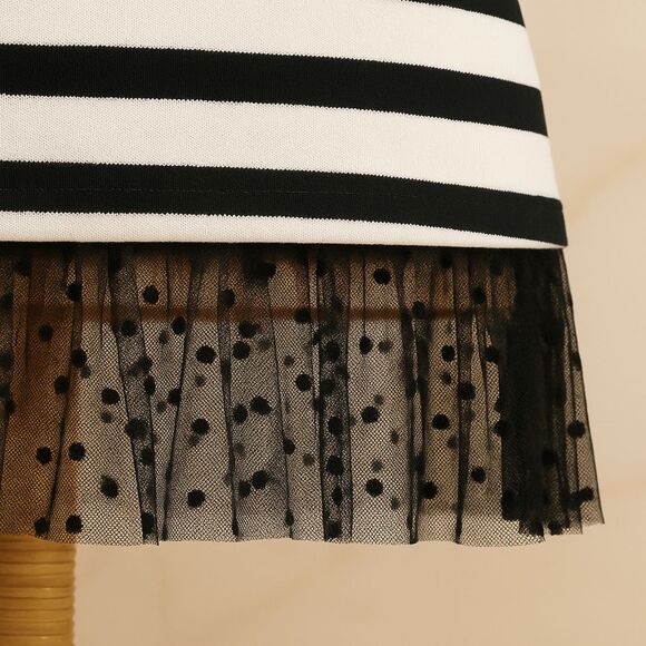 Talbots Women’s Striped Long Sleeve Top with Lace Hem Size S Black White - Picture 5 of 8